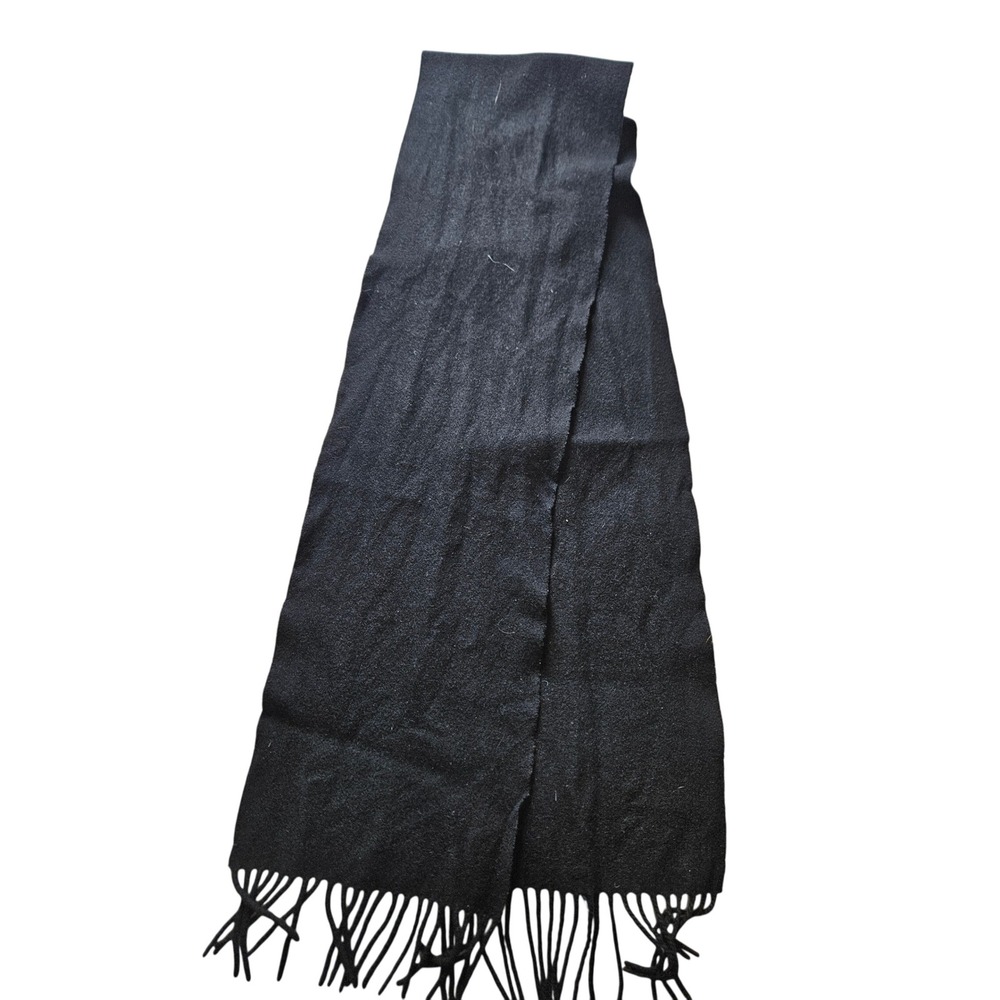 Gap Scarf Black Wool Blend Made in Italy Fringe Winter Wrap RN54023 Mens Womens